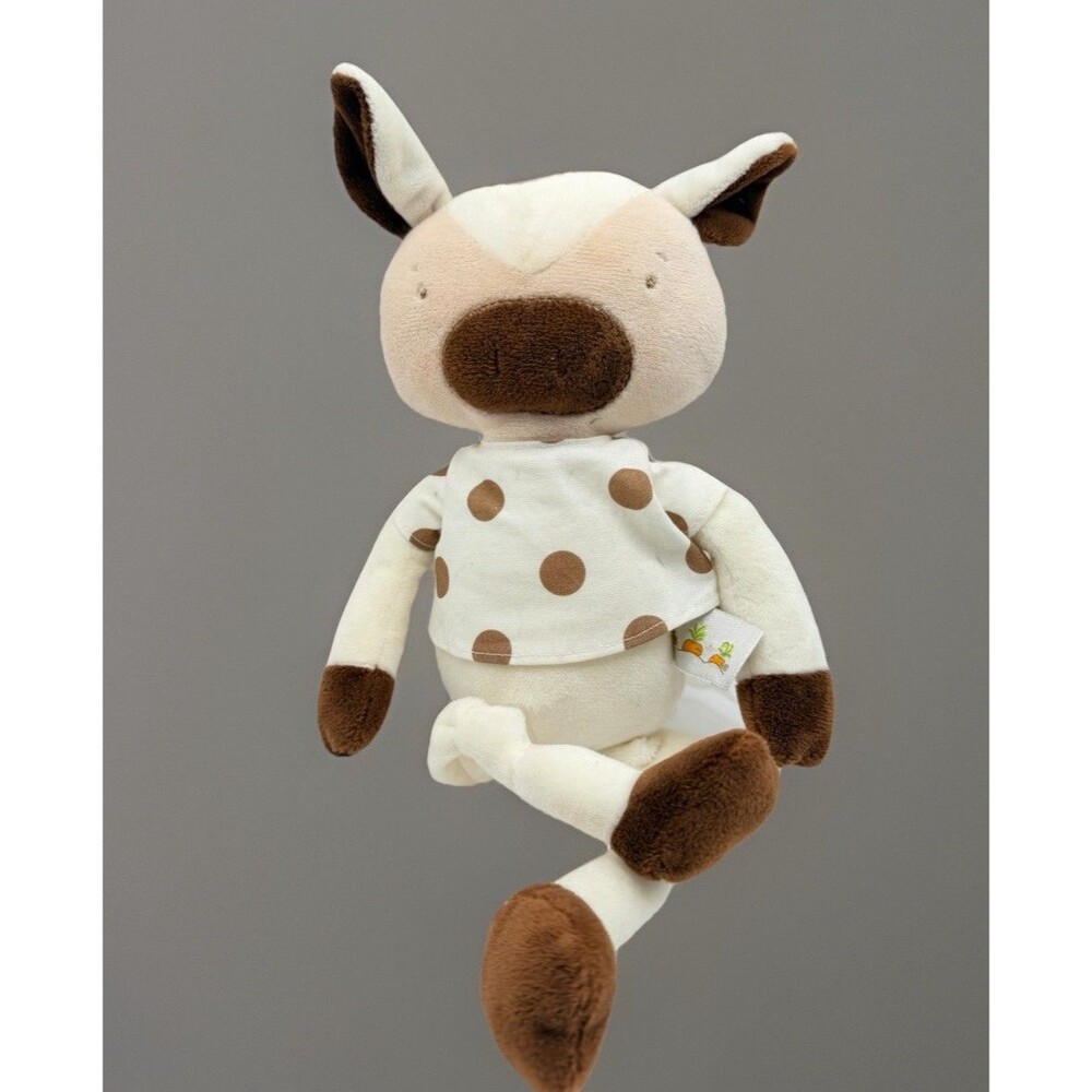 Bunnies By The Bay Cow Moo Moo Kneedy Knot Plush Lovey Baby Polka Dot Shirt 14”